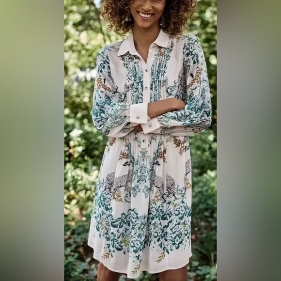Anthropologie Maeve Ria Jungle Shirt Dress with Slip Size 4 - Picture 14 of 14